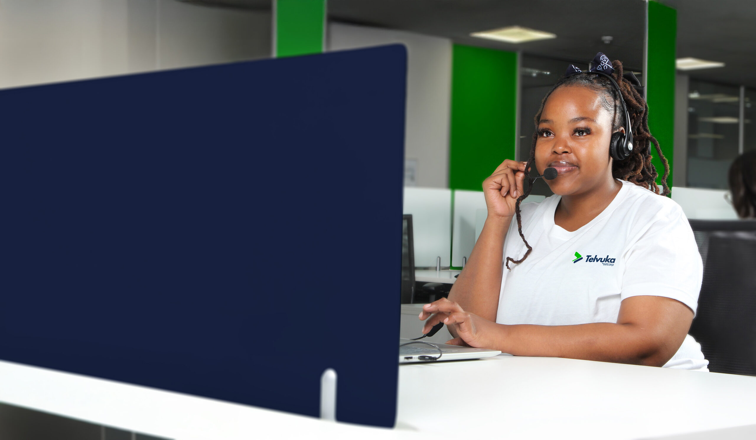 Telvuka customer service representative assisting clients